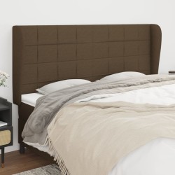 Tête de lit avec oreilles Marron foncé 163x23x118/128 cm Tissu 
