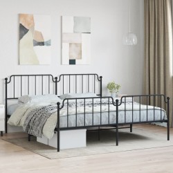 Cadre de lit métal sans matelas avec pied de lit noir 200x200cm 