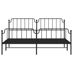 Cadre de lit métal sans matelas avec pied de lit noir 200x200cm 