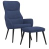 Chaise de relaxation avec tabouret Bleu Tissu 