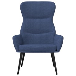 Chaise de relaxation avec tabouret Bleu Tissu 