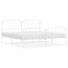 Cadre de lit métal sans matelas et pied de lit blanc 200x200 cm 