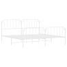 Cadre de lit métal sans matelas et pied de lit blanc 200x200 cm 