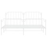 Cadre de lit métal sans matelas et pied de lit blanc 200x200 cm 