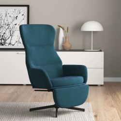Chaise de relaxation avec repose-pied Bleu Velours 