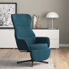 Chaise de relaxation avec repose-pied Bleu Velours 