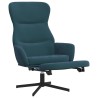 Chaise de relaxation avec repose-pied Bleu Velours 