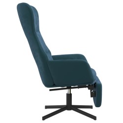 Chaise de relaxation avec repose-pied Bleu Velours 