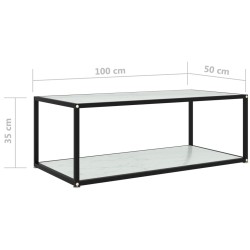 Table basse Blanc 100x50x35 cm Verre trempé 