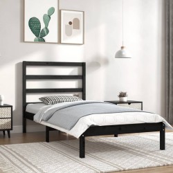Cadre de lit sans matelas noir 100x200 cm bois massif de pin 