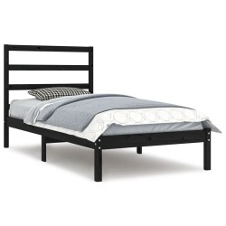 Cadre de lit sans matelas noir 100x200 cm bois massif de pin 
