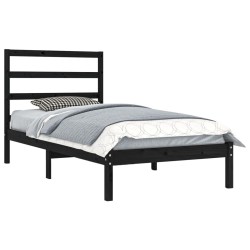 Cadre de lit sans matelas noir 100x200 cm bois massif de pin 