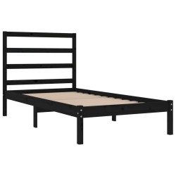 Cadre de lit sans matelas noir 100x200 cm bois massif de pin 