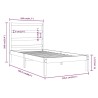 Cadre de lit sans matelas noir 100x200 cm bois massif de pin 