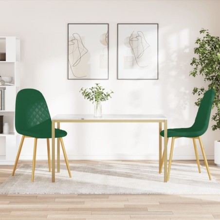 Chaises à manger lot de 2 Vert foncé Velours 