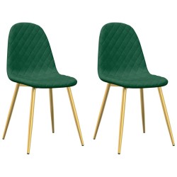 Chaises à manger lot de 2 Vert foncé Velours 