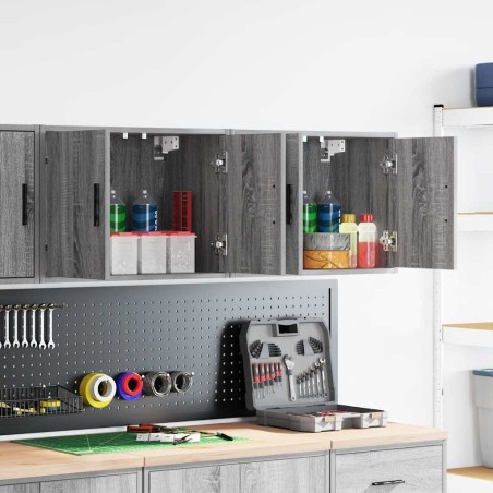 Armoires murales de garage 2 pcs sonoma gris bois d'ingénierie 