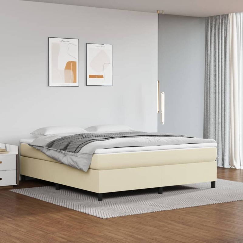 Cadre de lit sans matelas crème 180x200 cm similicuir 