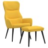 Chaise de relaxation avec tabouret Jaune moutarde Tissu 