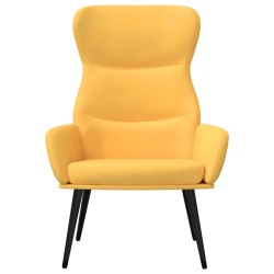 Chaise de relaxation avec tabouret Jaune moutarde Tissu 