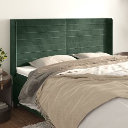 Tête de lit avec oreilles Vert foncé 163x16x118/128 cm Velours 
