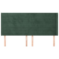 Tête de lit avec oreilles Vert foncé 163x16x118/128 cm Velours 