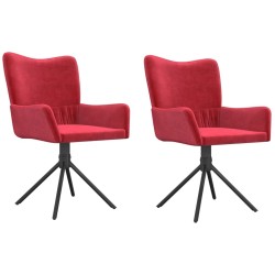 Chaises pivotantes à manger lot de 2 Rouge bordeaux Velours 