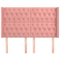 Tête de lit avec oreilles Rose 163x16x118/128 cm Velours 