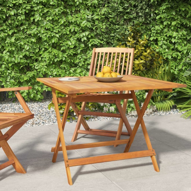 Table pliable de jardin 90x90x75 cm bois d'acacia solide Table pliable de jardin 90x90x75 cm bois d'acacia solide