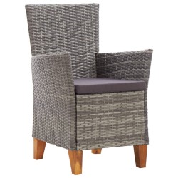 Chaises de jardin lot de 2 avec coussins Résine tressée Gris 