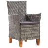 Chaises de jardin lot de 2 avec coussins Résine tressée Gris 