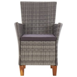Chaises de jardin lot de 2 avec coussins Résine tressée Gris 