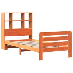 Cadre de lit sans matelas cire marron 75x190 cm bois pin massif 