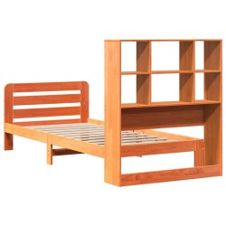 Cadre de lit sans matelas cire marron 75x190 cm bois pin massif 