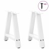 Pieds de table basse en forme de A, 2 pièces, blanc, 50 x (42-43) cm, acier 