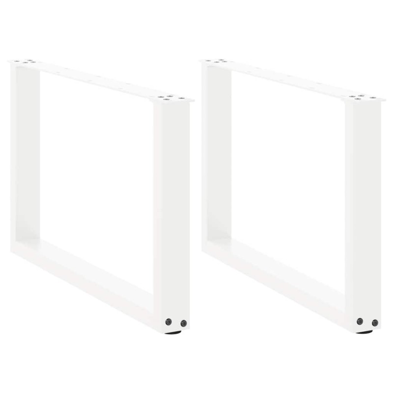 Pieds de table basse en U 2 pièces Blanc 60 x (42-43) cm Acier 