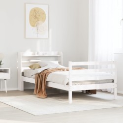 Cadre de lit avec tête de lit sans matelas blanc 90x190 cm 