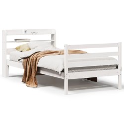 Cadre de lit avec tête de lit sans matelas blanc 90x190 cm 