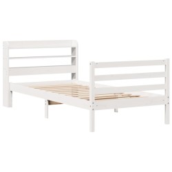 Cadre de lit avec tête de lit sans matelas blanc 90x190 cm 
