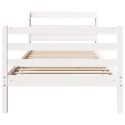 Cadre de lit avec tête de lit sans matelas blanc 90x190 cm 