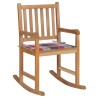 Chaise à bascule avec coussin à carreaux rouges Bois de teck 