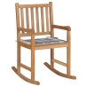 Chaise à bascule avec coussin à carreaux gris Bois de teck 