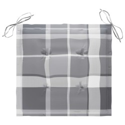 Chaise à bascule avec coussin à carreaux gris Bois de teck 