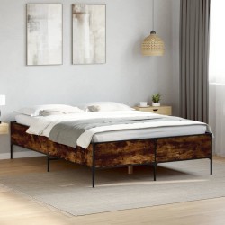Cadre de lit sans matelas chêne fumé 150x200 cm 