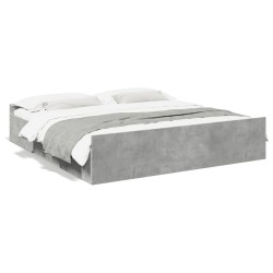 Cadre de lit avec tiroirs sans matelas gris béton 180x200 cm 