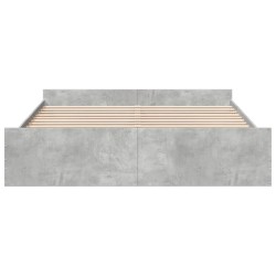 Cadre de lit avec tiroirs sans matelas gris béton 180x200 cm 
