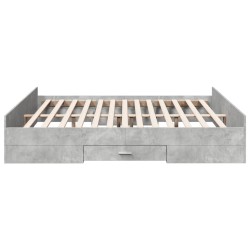 Cadre de lit avec tiroirs sans matelas gris béton 180x200 cm 