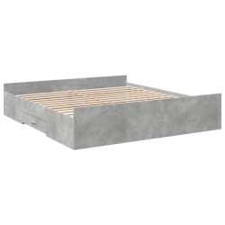 Cadre de lit avec tiroirs sans matelas gris béton 180x200 cm 