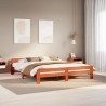 Cadre de lit sans matelas cire marron 200x200cm bois pin massif 