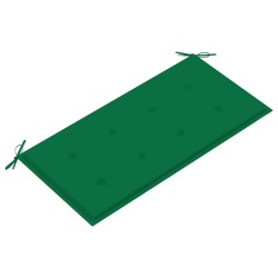 Banc de jardin avec coussin vert 112 cm Bois de teck massif 